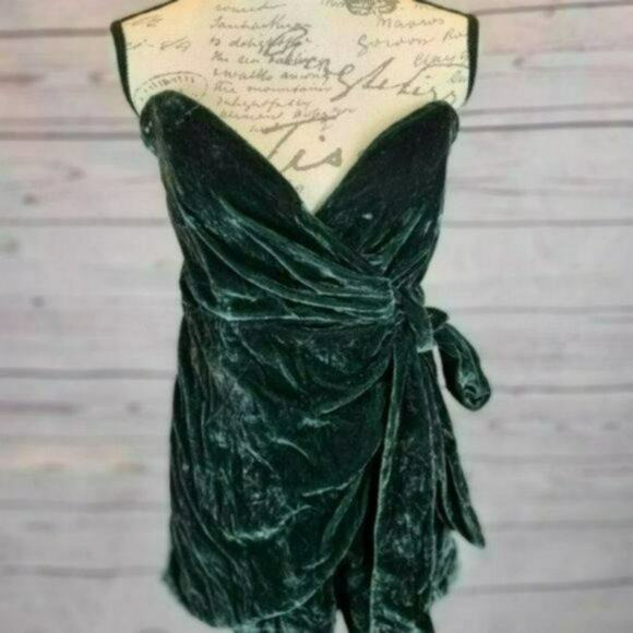 Free People Hazel Strapless Velvet Romper -S - Picture 6 of 7